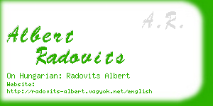 albert radovits business card